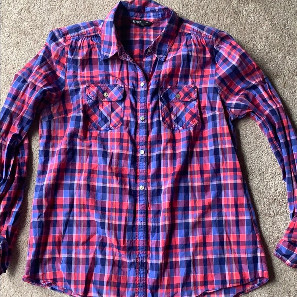 Express plaid summer button down